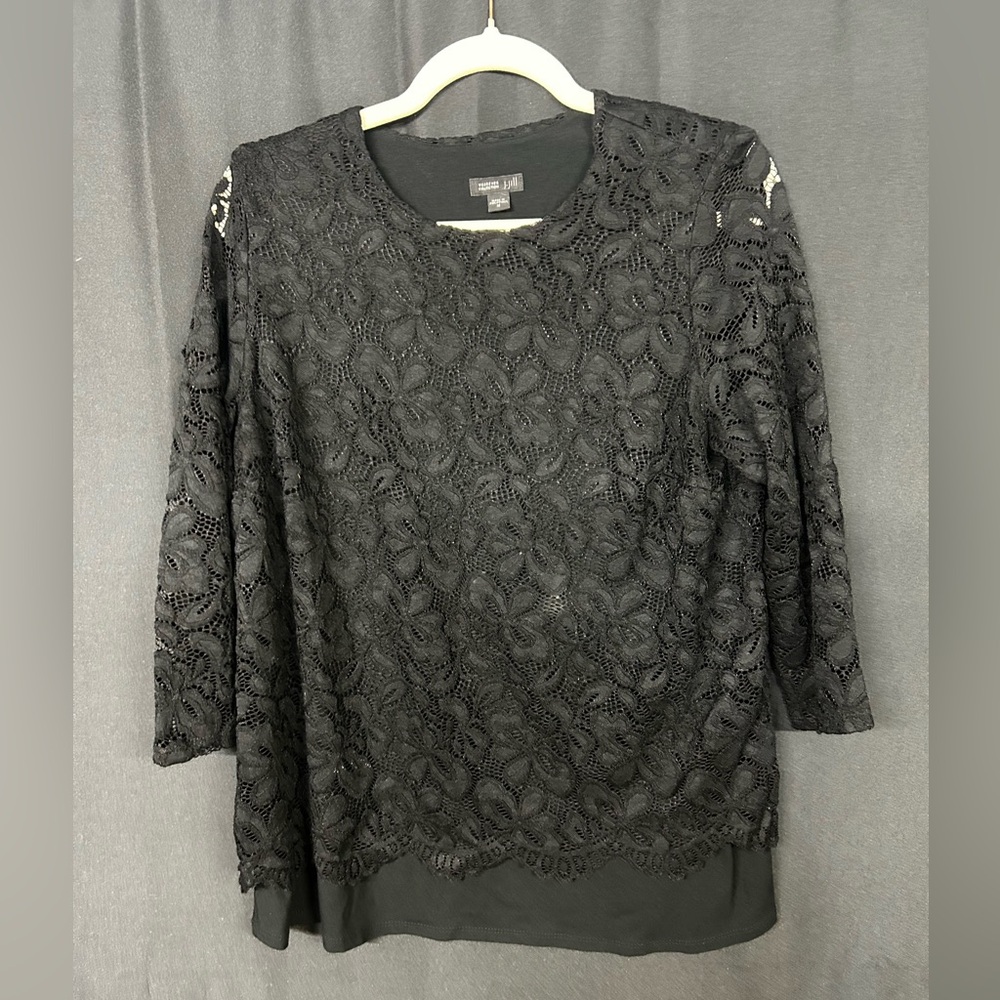 J. Jill Black Lace Blouse